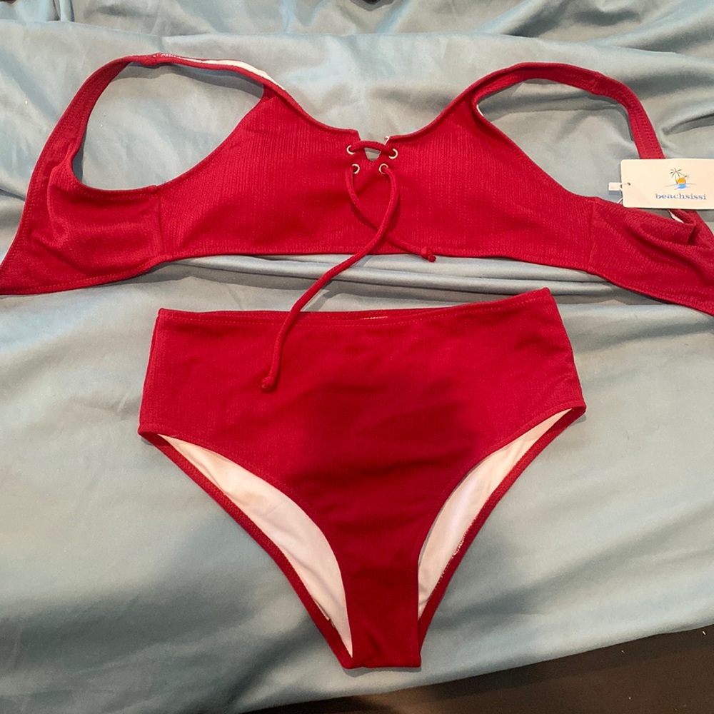 Red padded bikini